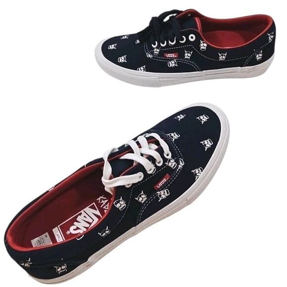 Vans~Men\'s 10~ Era Pro Kader Sylla Canvas Skull Logo Navy/Red White Sneakers NEW main image 4